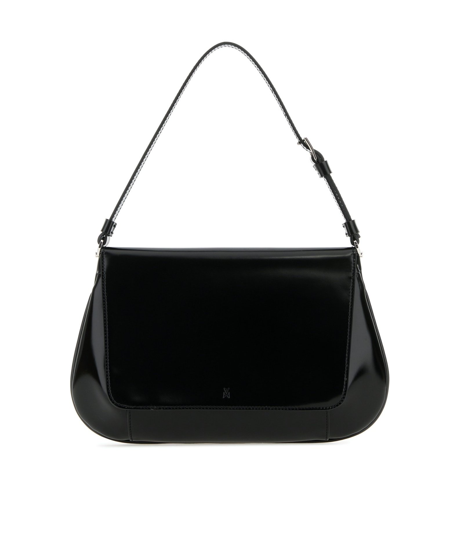 Amina Muaddi Leather Handbag With Curved Base And Reptile Motif Embossing In Black