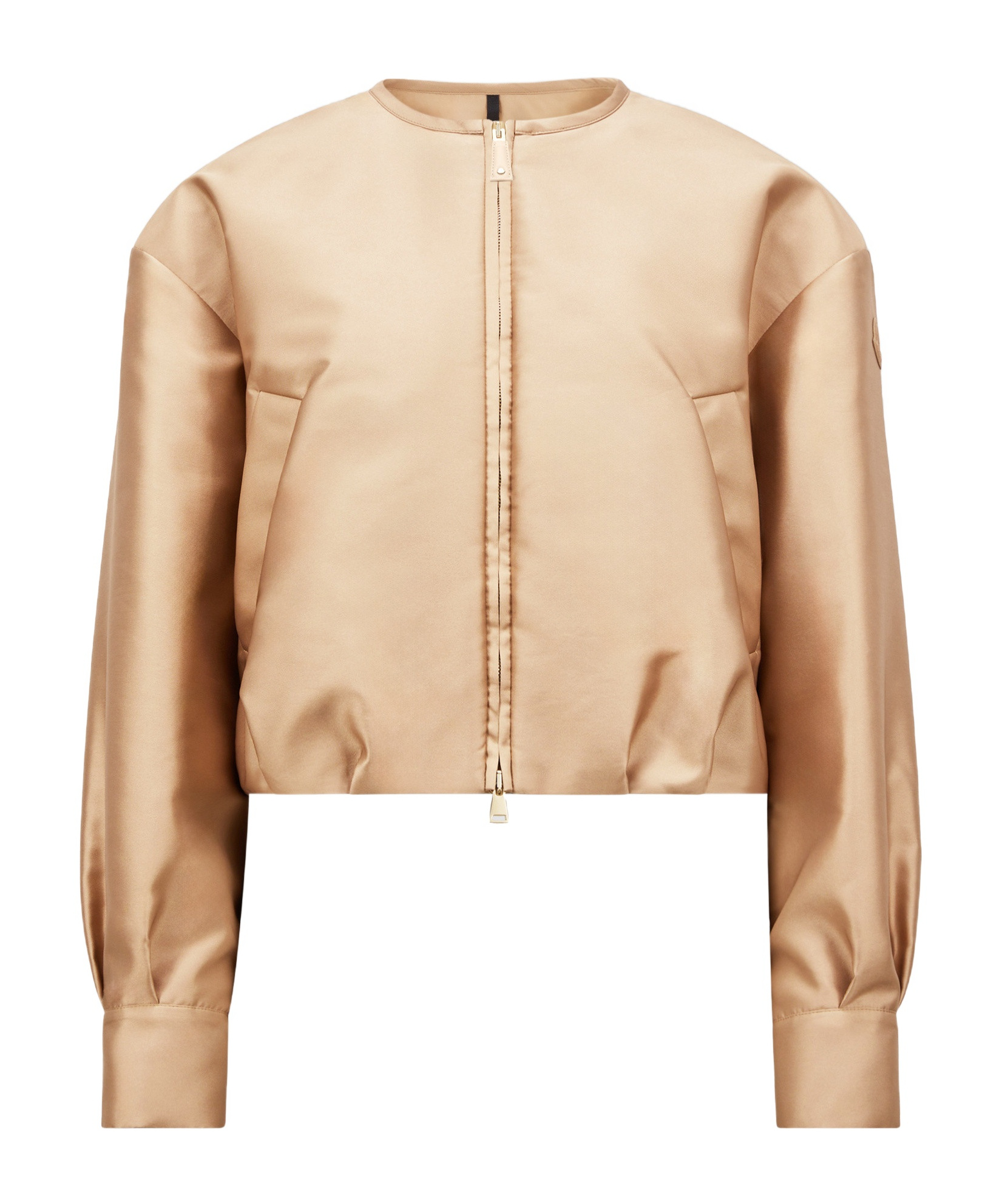 Shop Moncler Maupa Duchesse Down Bomber Jacket In Nude