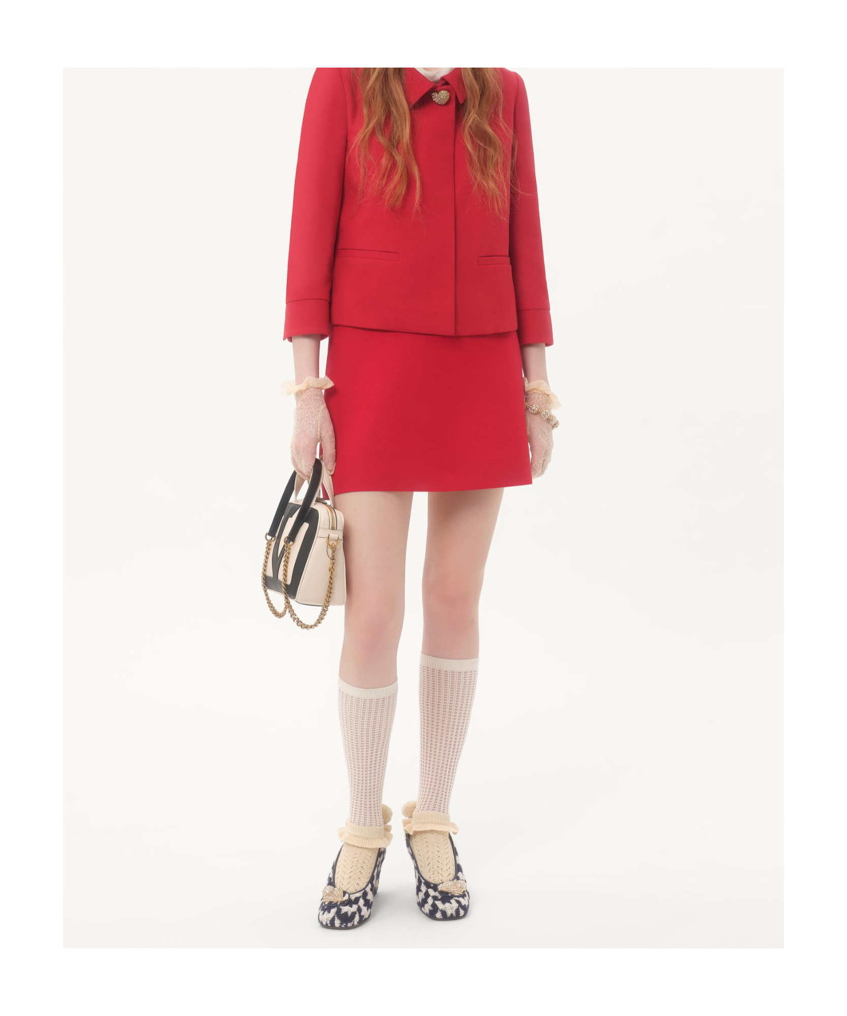 Valentino Crepe Couture Skirt With Heart Jewel Buttons