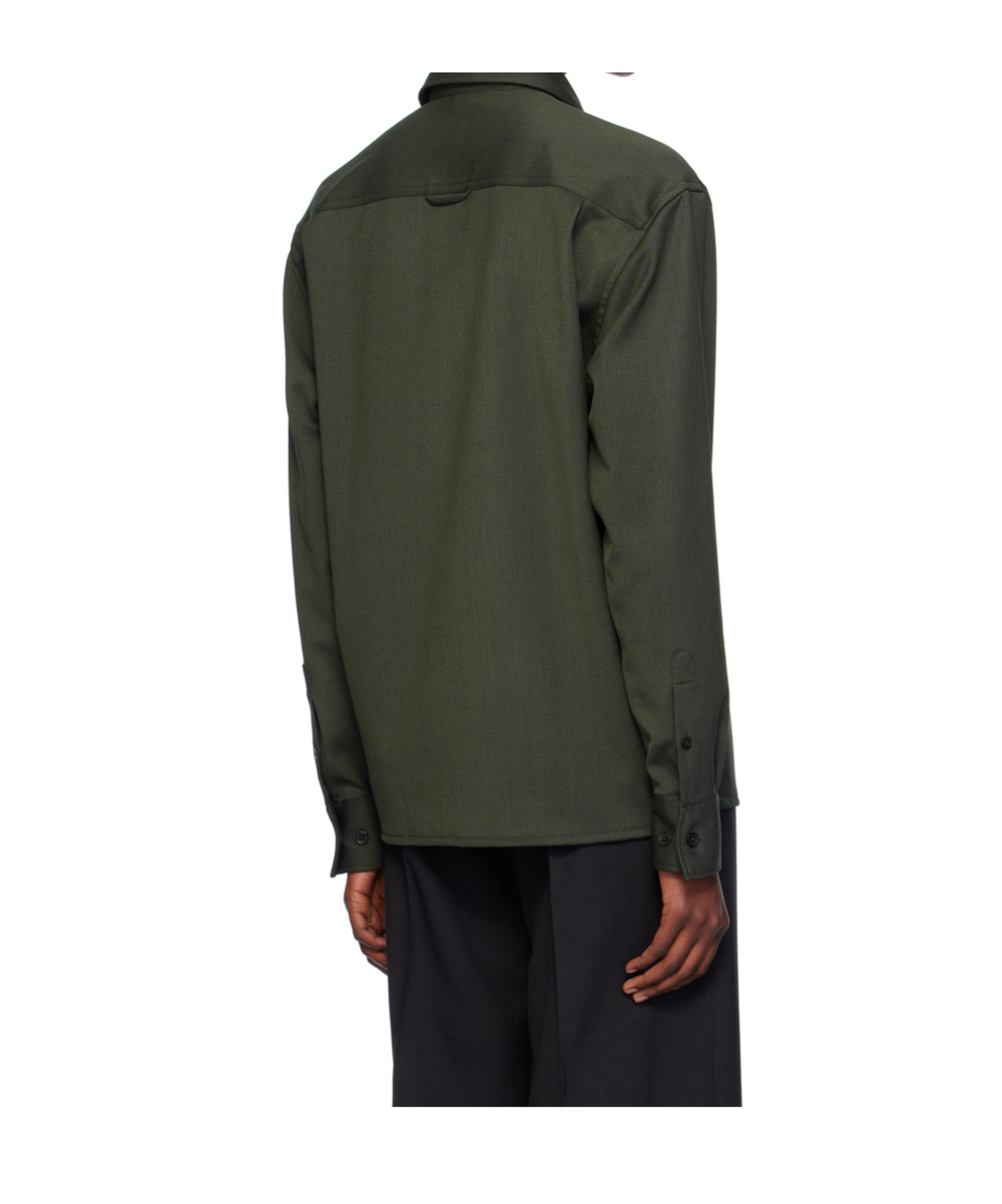 Filippa K Green Boxy Wool Twill Shirt In Green