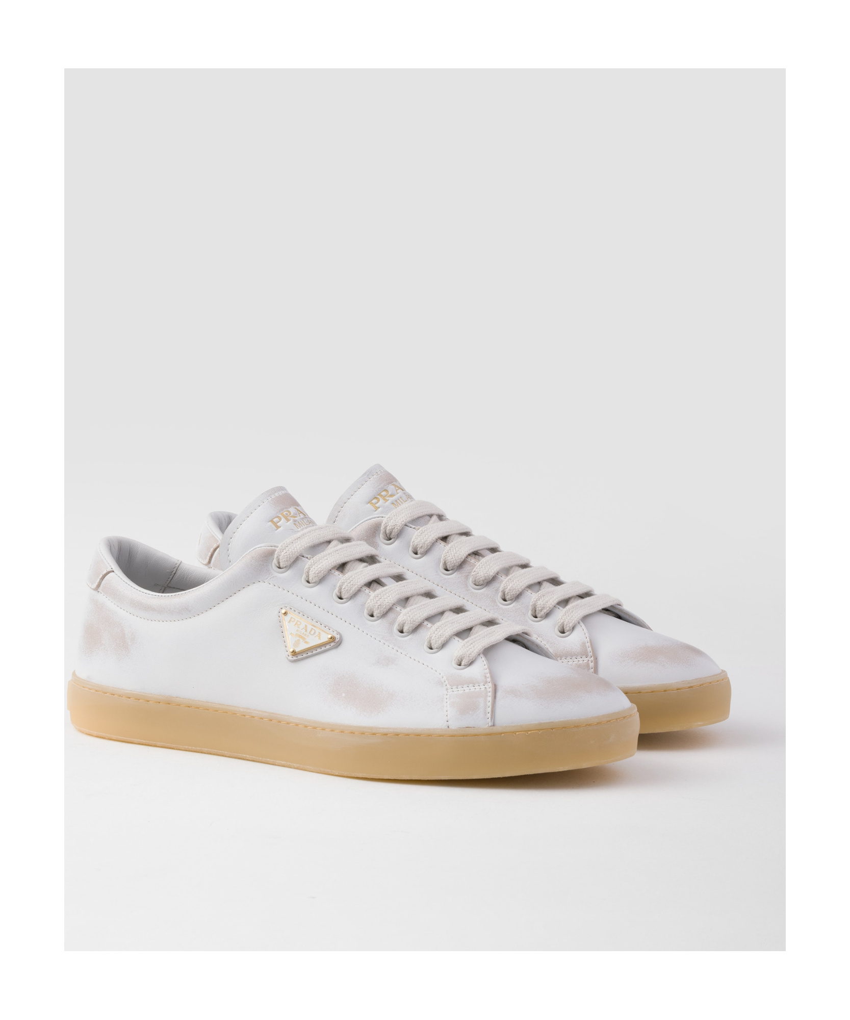 Prada Laced Sneakers In White