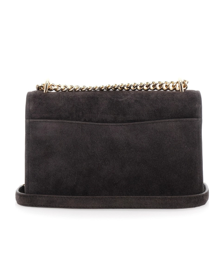 Michael Kors Brown Shoulder Bag With Chain Strap And Front Logo In Suede Woman In Brown
