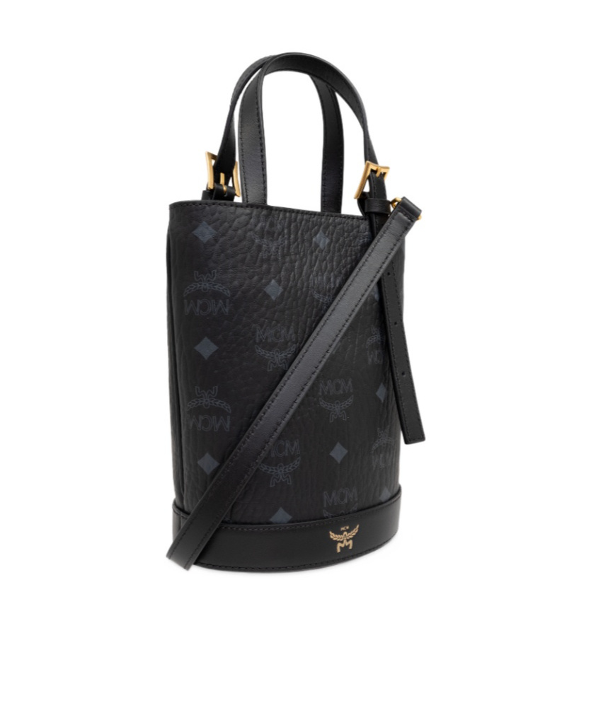 Mcm Logo Shoulder Bag In Black