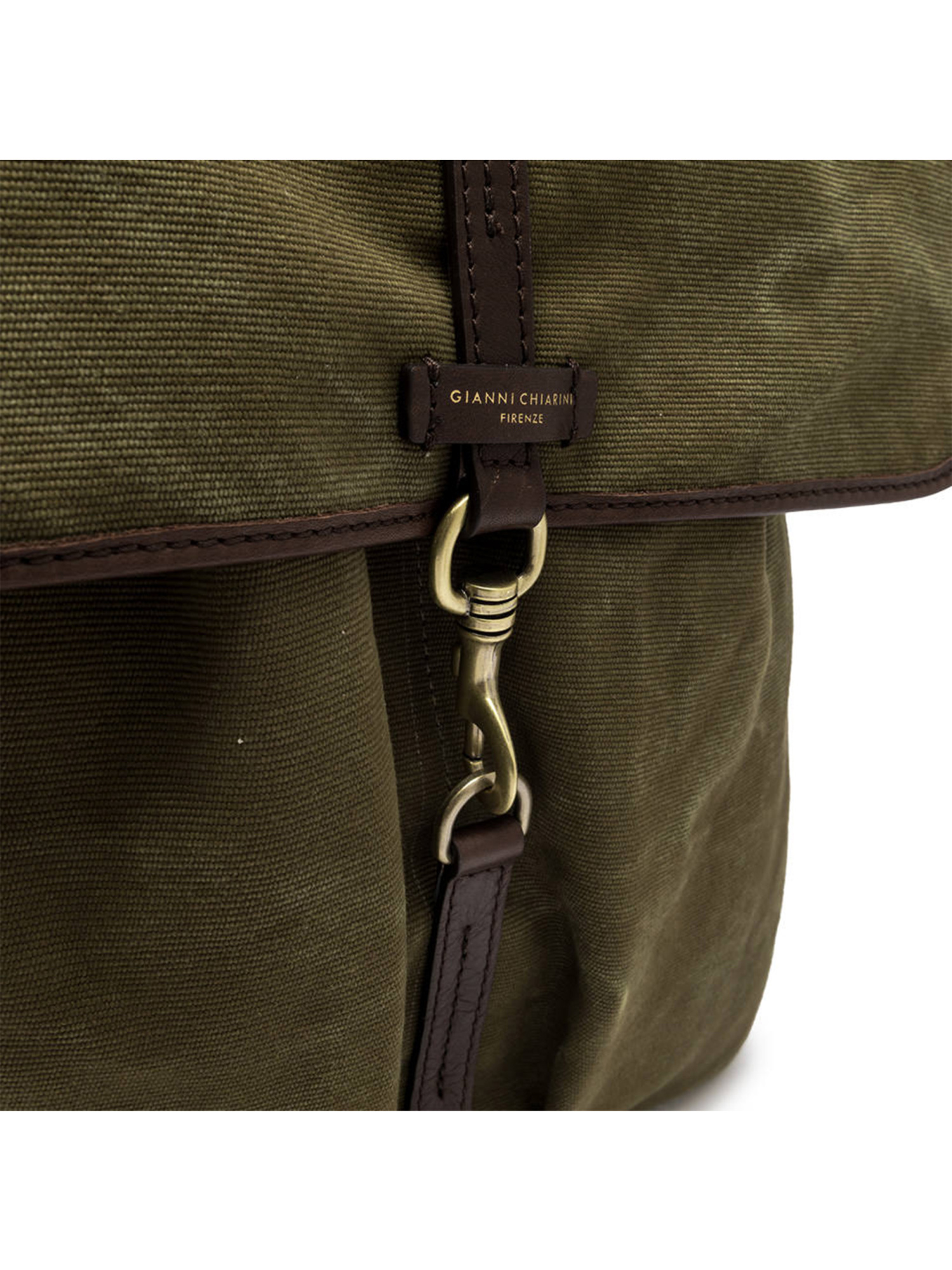 Gianni Chiarini Berlin Canvas Backpack Leather Finishes In Green