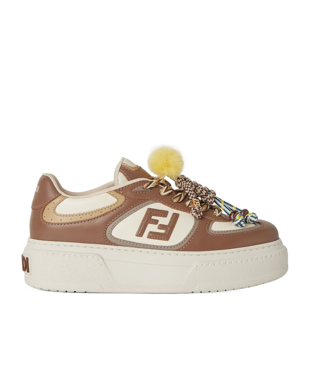 Fendi Sneakers Chunky Sole Contrast Panels In Brown