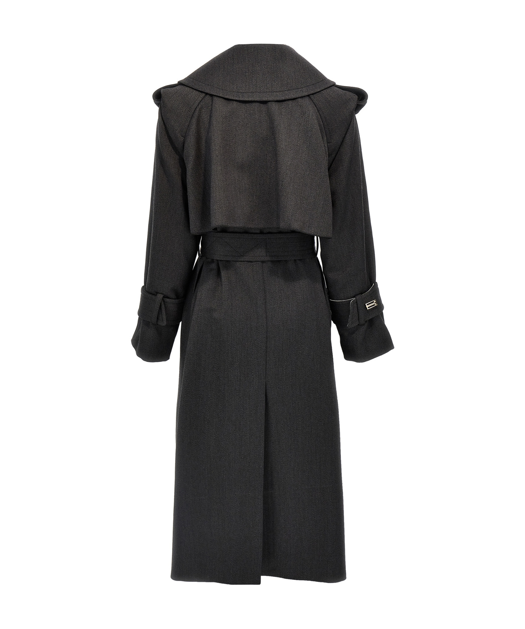 Victoria Beckham Womens Charcoal Collar Concealed-pockets Wool Coat In Black