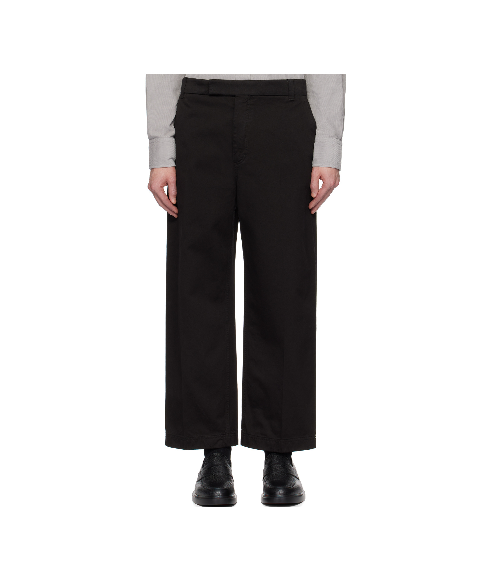Thom Browne Mid-rise Tapered Chinos With Belt Loops In Black