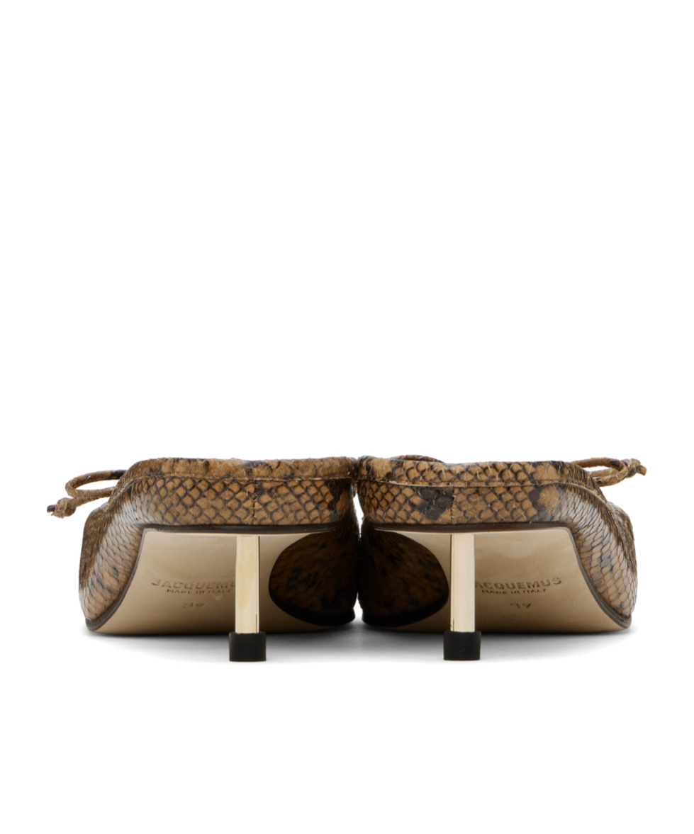 Jacquemus Le Ballet 35 Python Print Leather Square Mules In Brown