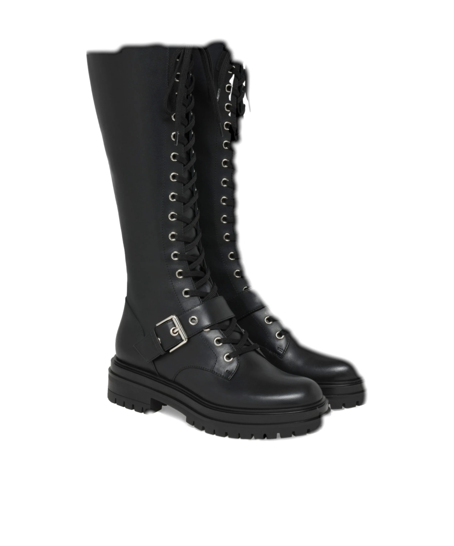 Gianvito Rossi Lace-up Leather Knee-high Boots In Black