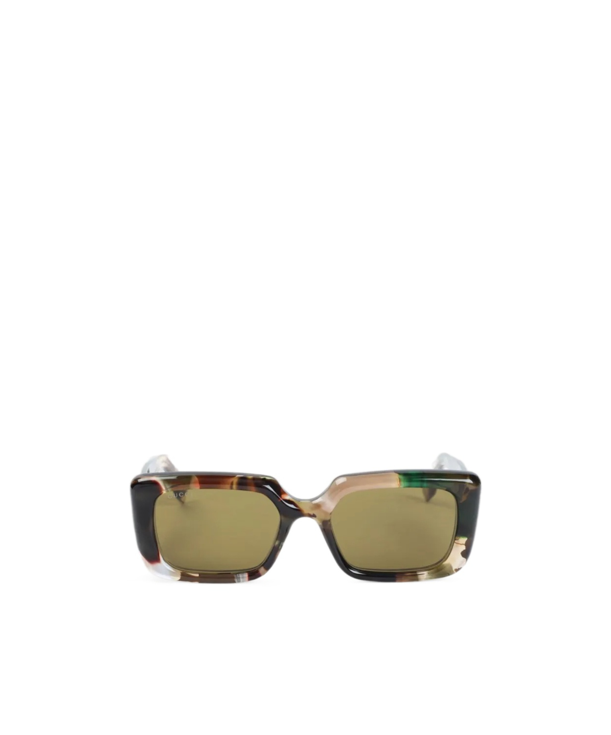 Gucci Bold Rectangular Sunglasses Marble Effect In Green
