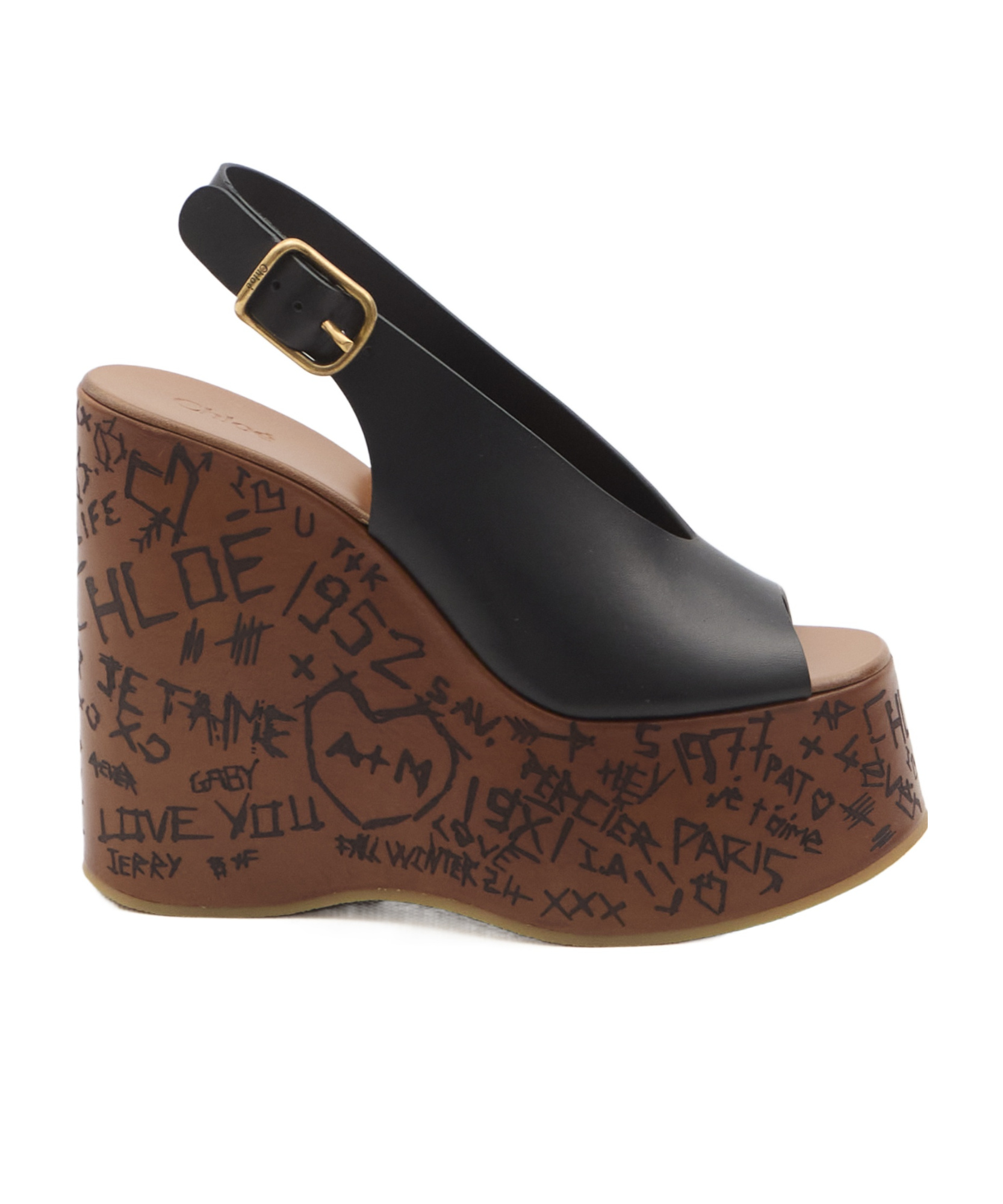 Chloé Maxime Wedge Sandals In Black