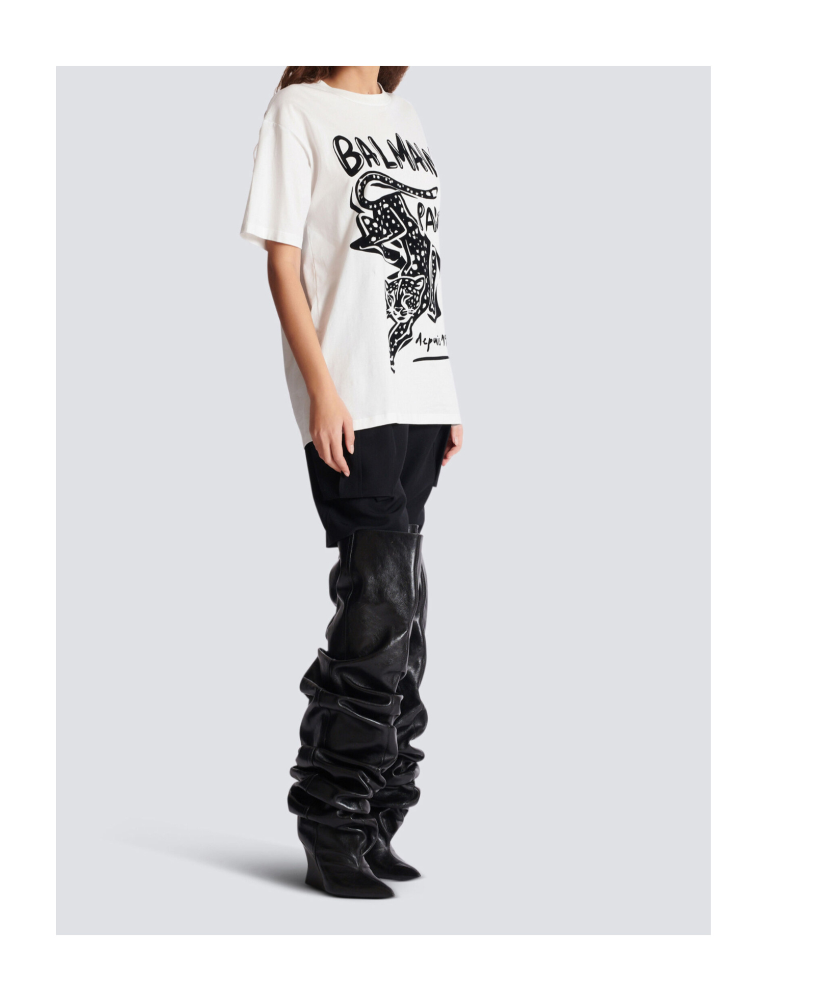 Balmain Short-sleeved T-shirt With Leopard Print In White