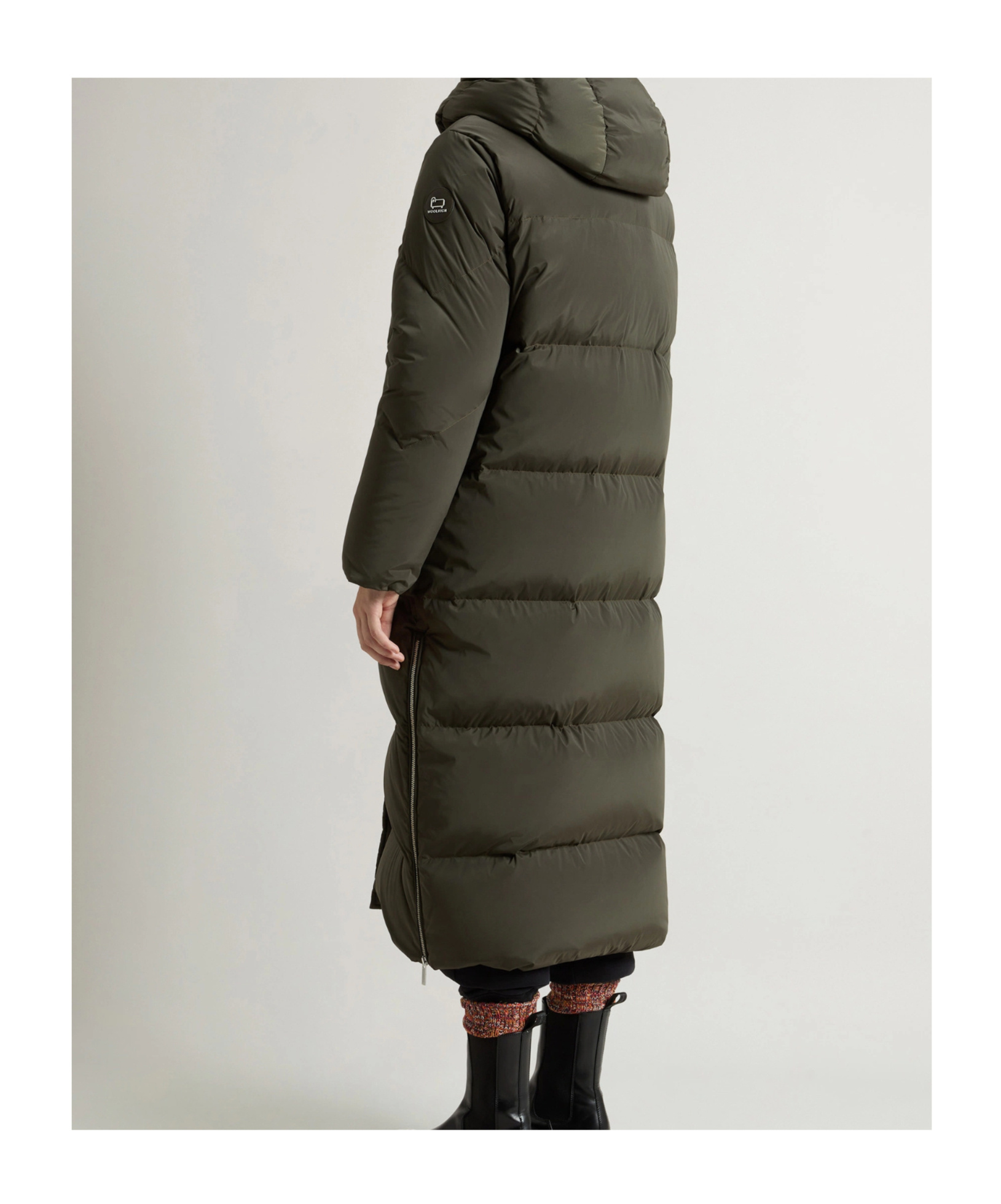 Woolrich Kelly Hooded Long Parka In Green