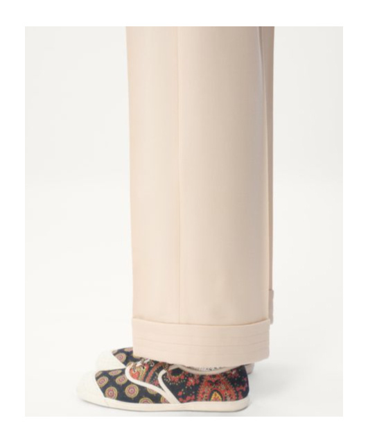 Valentino Wool Gabardine Trousers With Turn-ups In Nude
