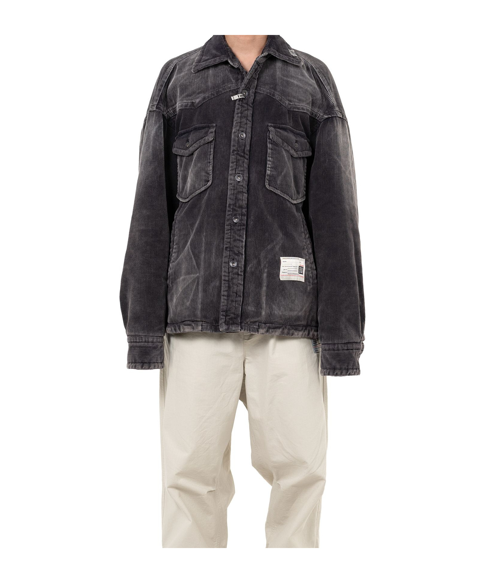 Miharayasuhiro Distressed Corduroy Puffer Shirt In Blue