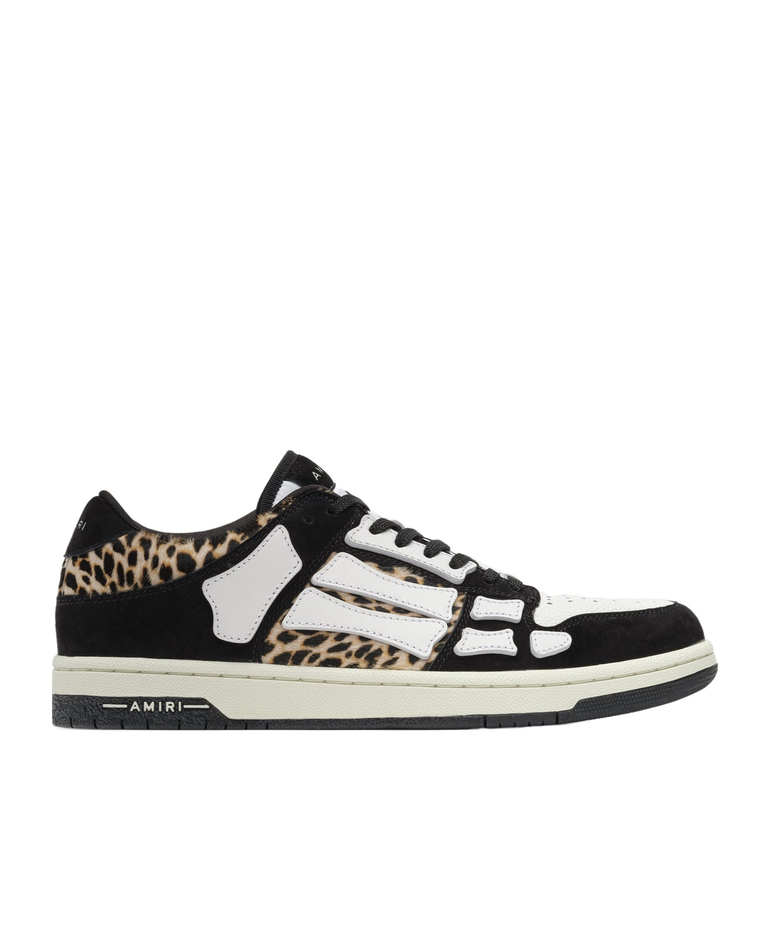 Shop Amiri Lace-up Leopard Print Low-cut Casual Shoes In Black