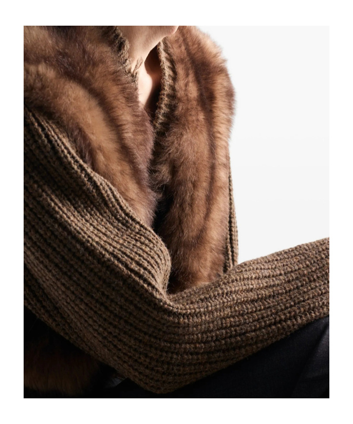 Prada Shearling-trimmed Wool Cardigan In Brown