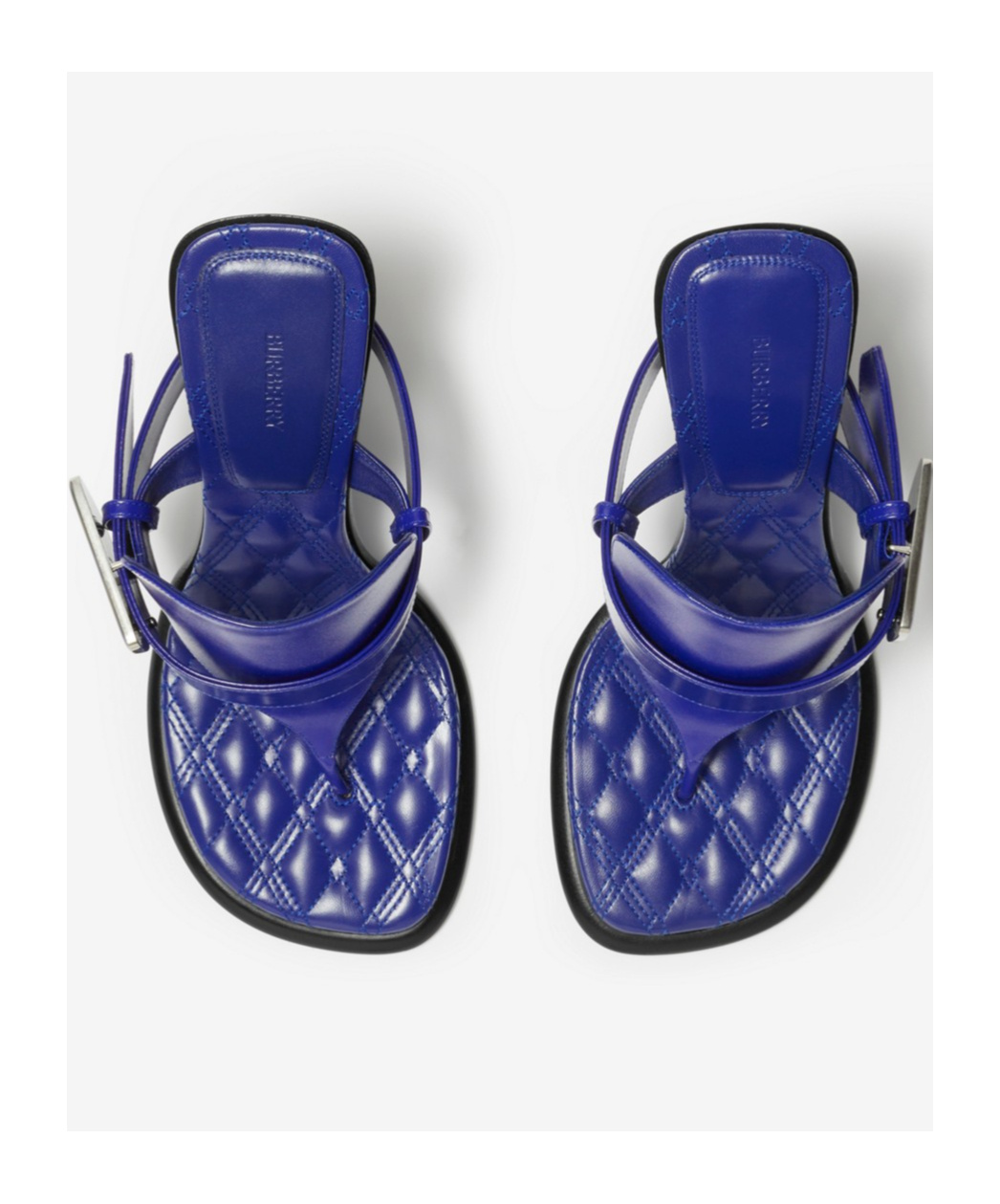 Burberry Leather Bay Heeled Sandals 105 In Blue