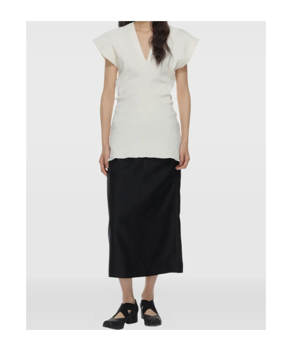 Uma Wang Oversized Drawstring Cropped Shirt In Neutral