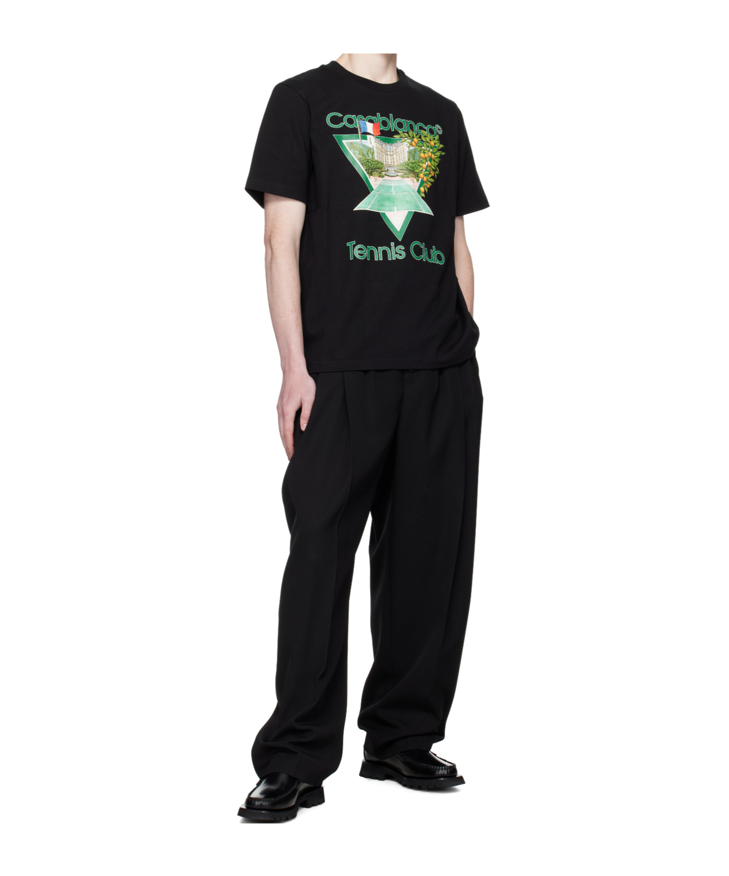 Casablanca Logo Crew Neck T-shirt In Black