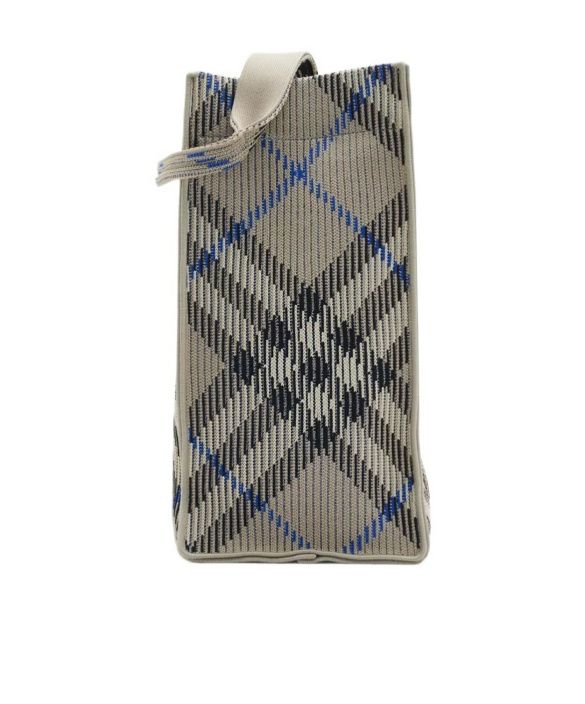 Burberry Medium Check Knitted Tote In Gray
