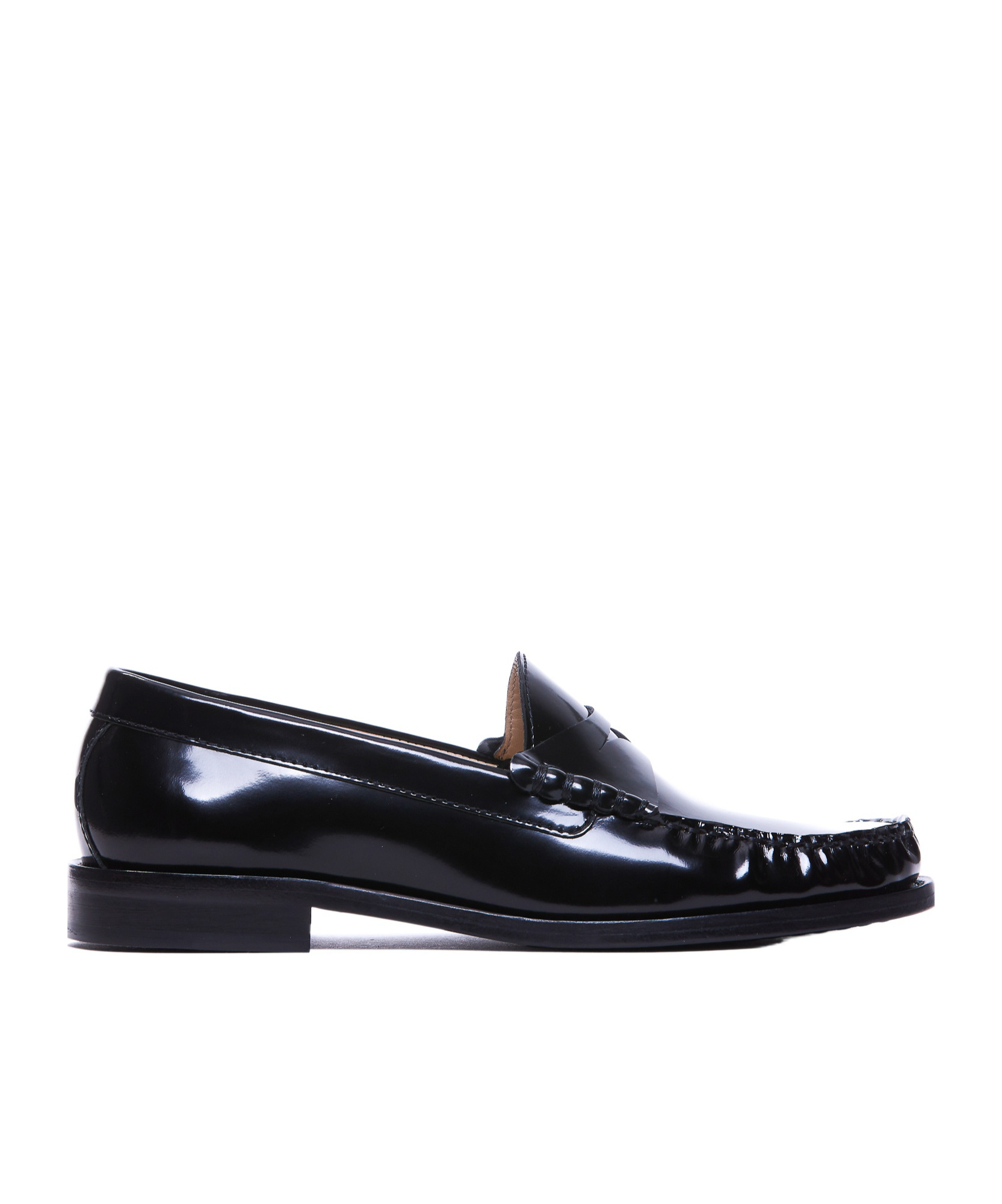 Stuart Weitzman Round Head Loafer Shoes In Black