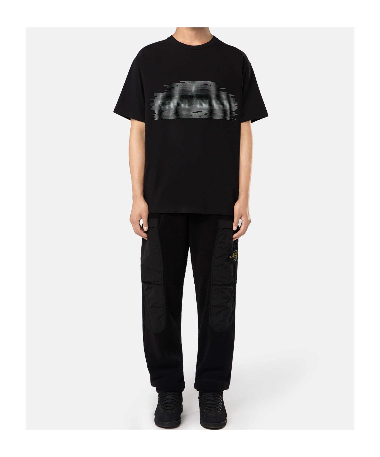 Stone Island Knitted T-shirt In Black