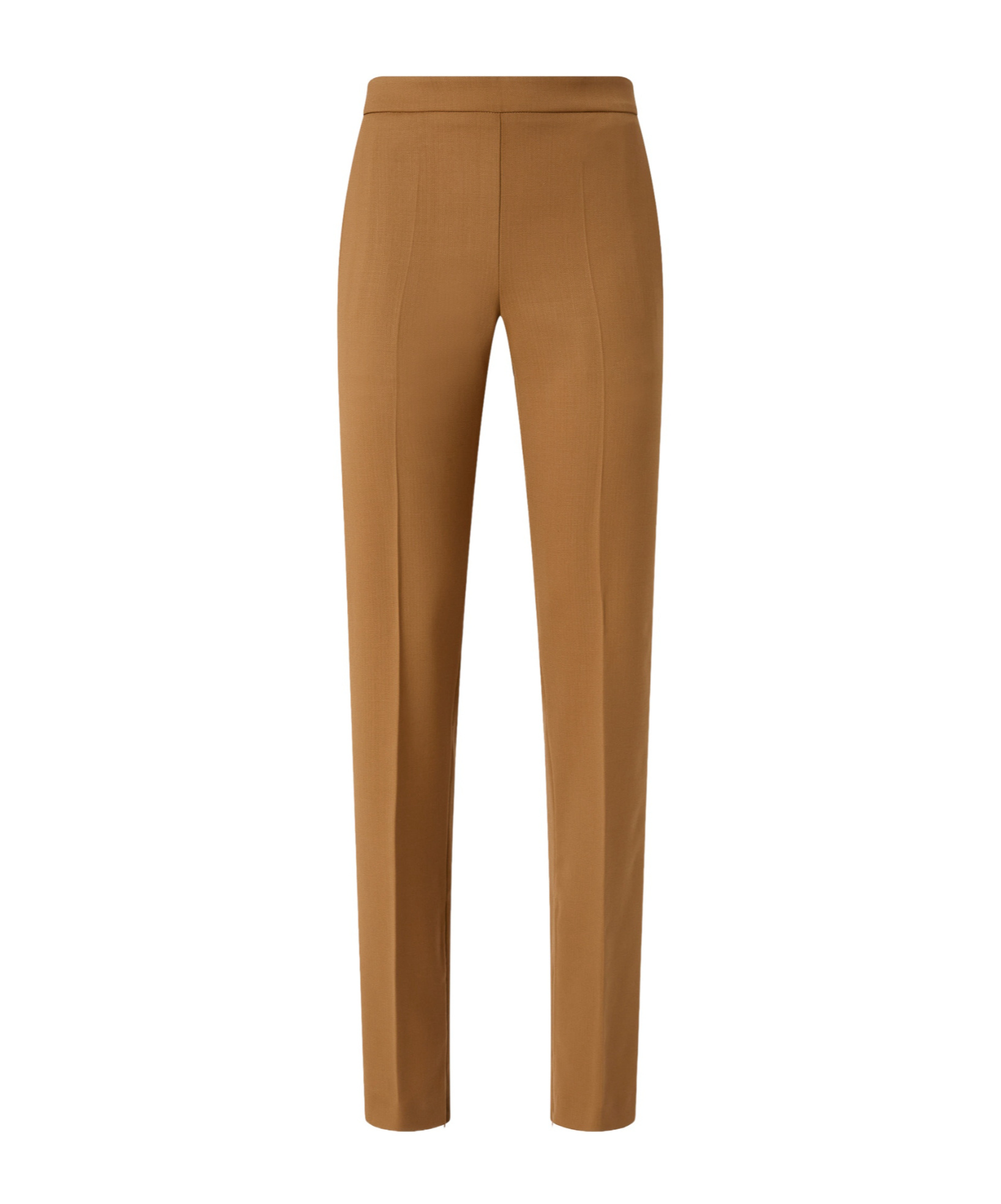 Pinko High-waisted Textured Wool Trousers In Brown