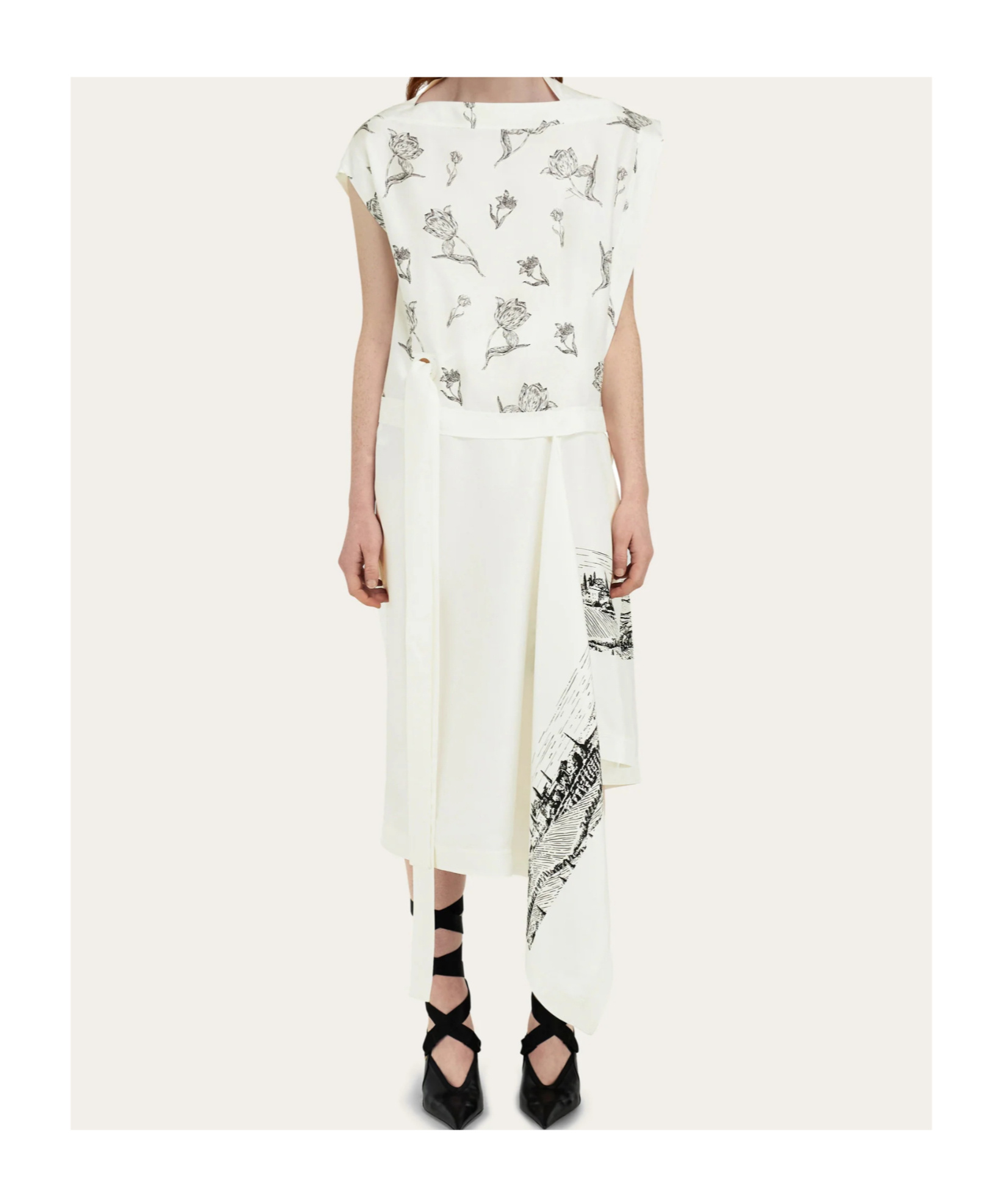 Ferragamo Floral-print Midi Dress In White