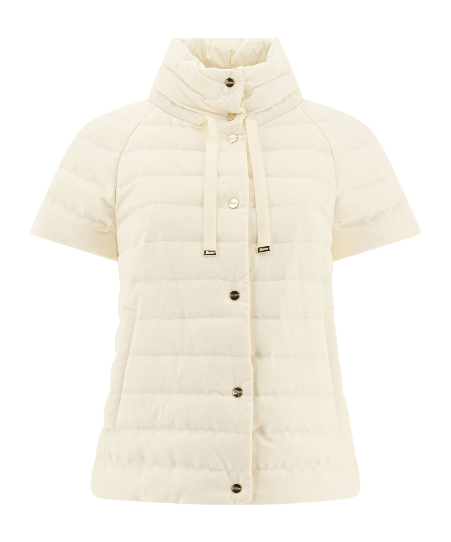 Herno High-neck Short Sleeved Padded Jacket In Nude