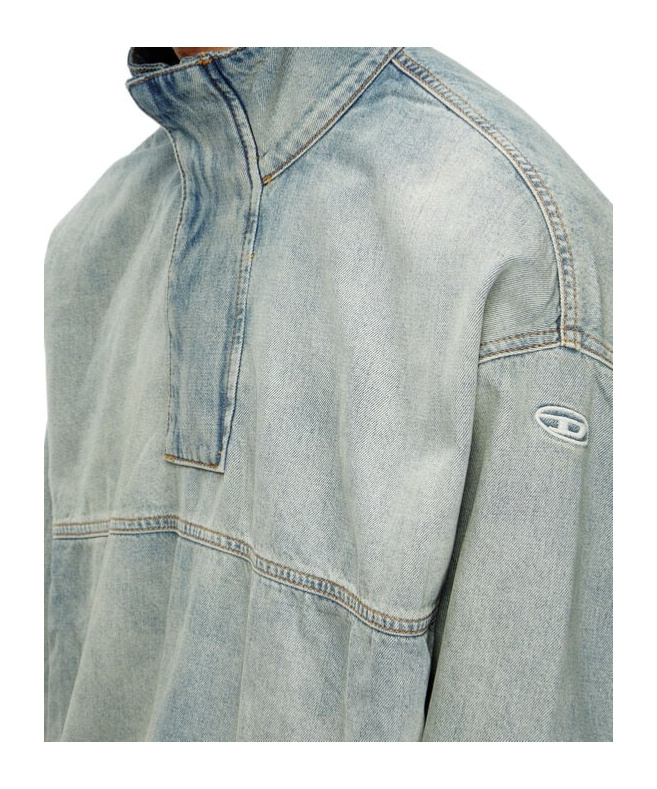 Diesel Denim Pullover In Light Bicolour Denim In Gray