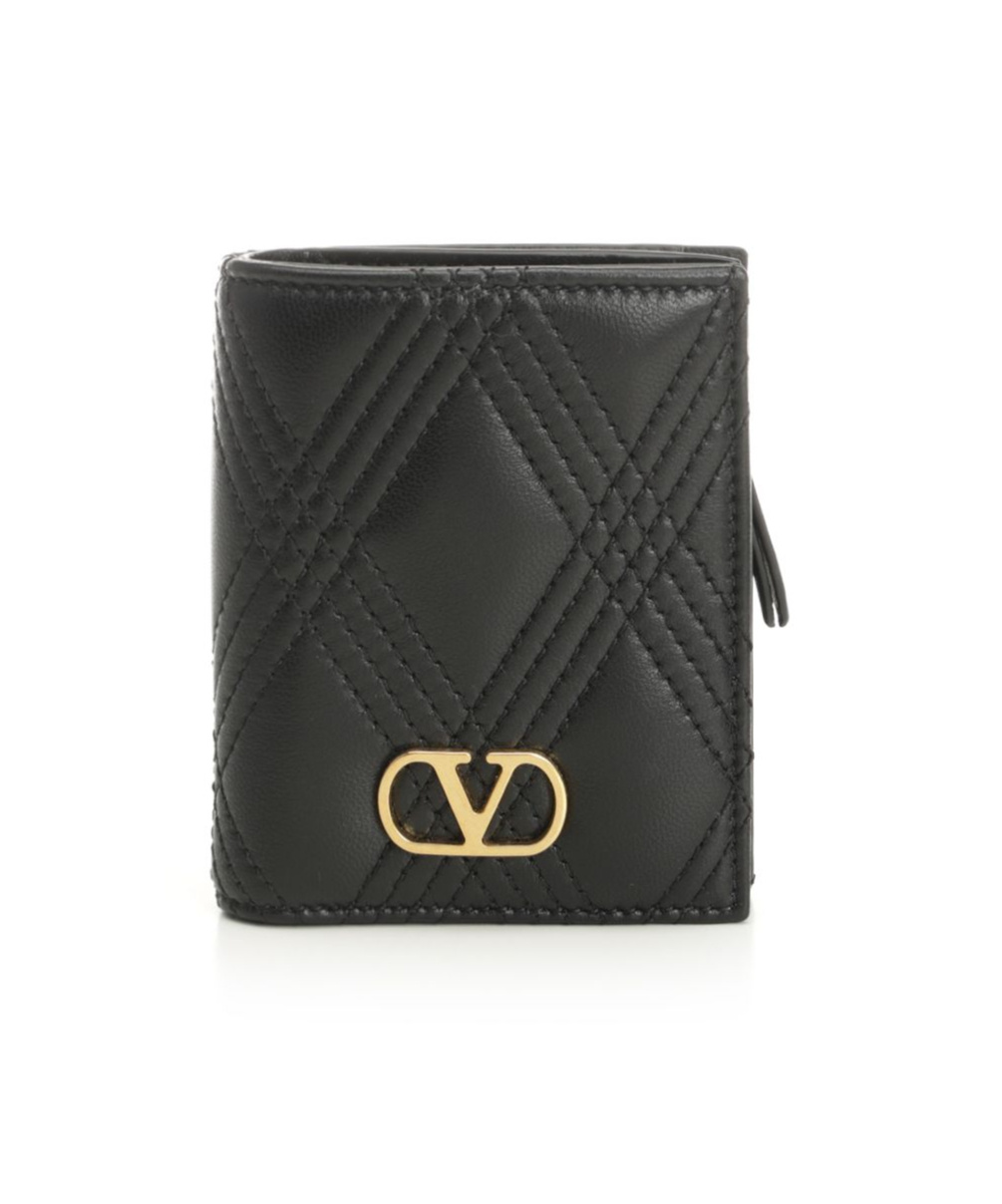 Valentino Quilted 67 Leather Wallet In Black