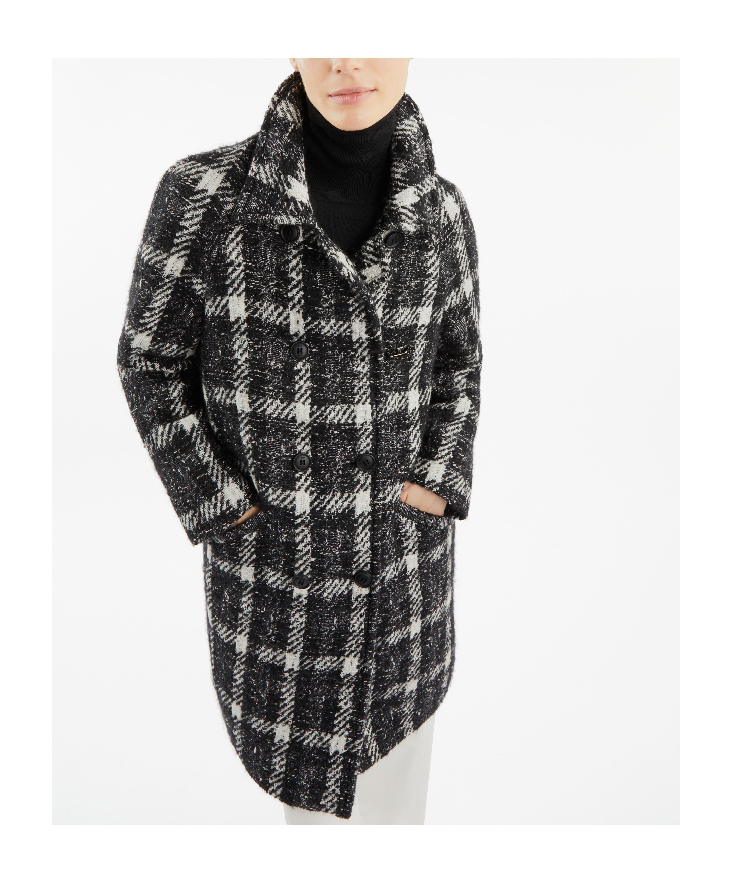Fay Double-breasted Coat In Black