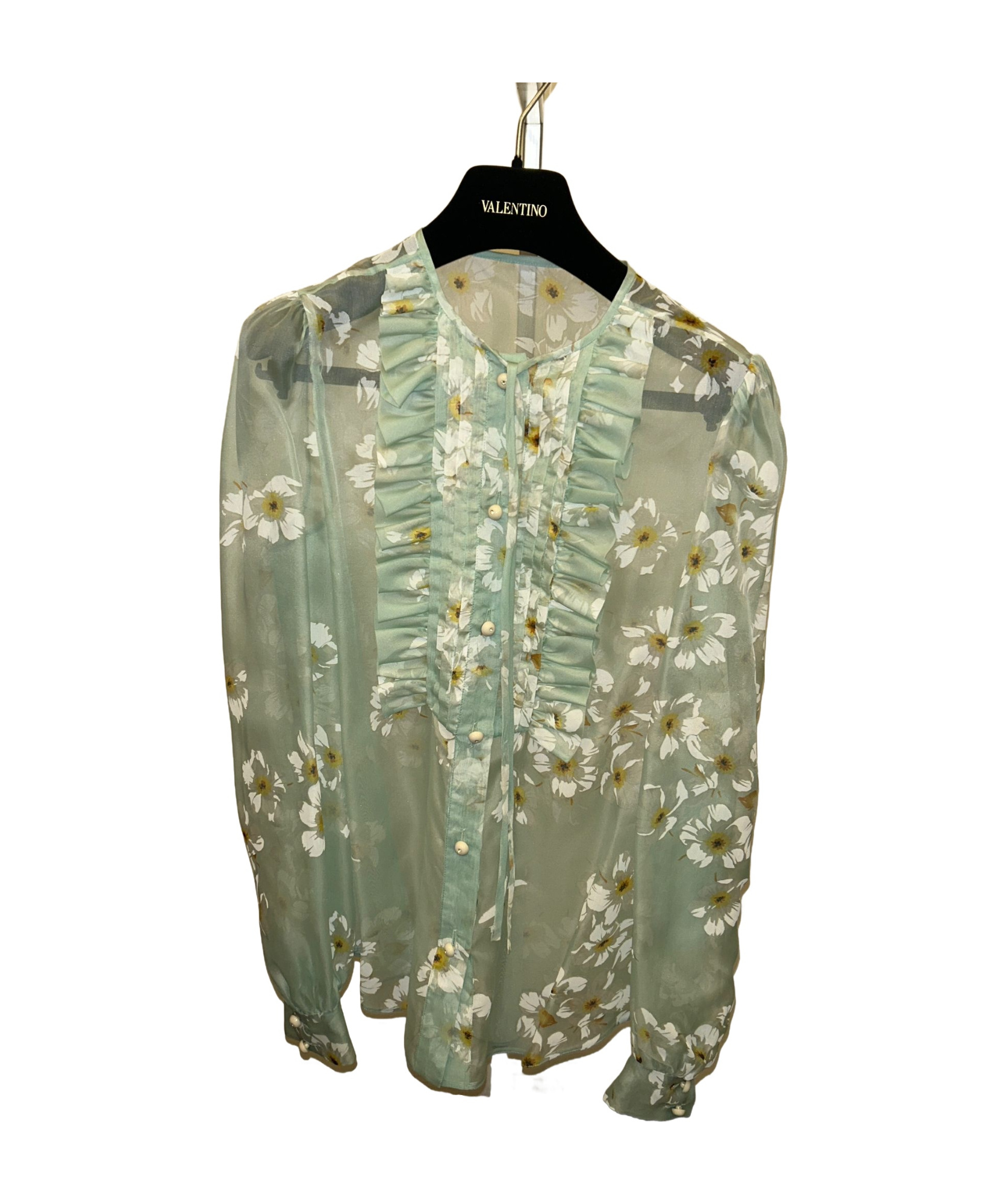 Valentino Long-sleeved Patterned Shirt In Green
