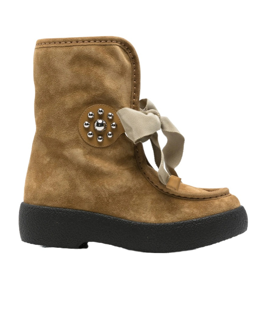 Valentino Garavani Round-toed Ankle Boots In Brown