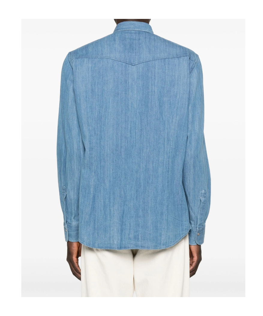 Mazzarelli Button-down Long-sleeved Shirt In Blue