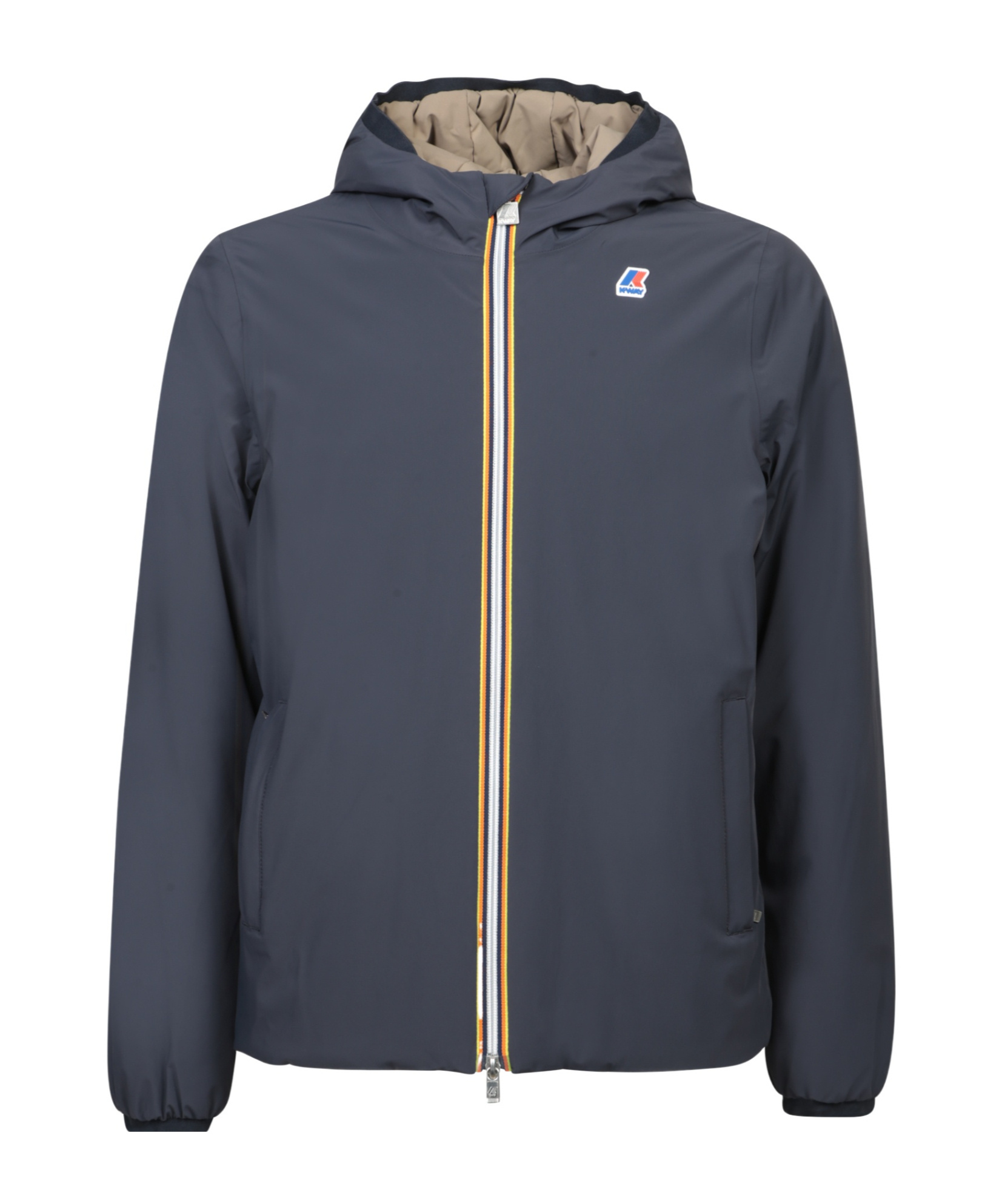 K-way Hooded Jacket With Side Pockets And Cuffs In Blue