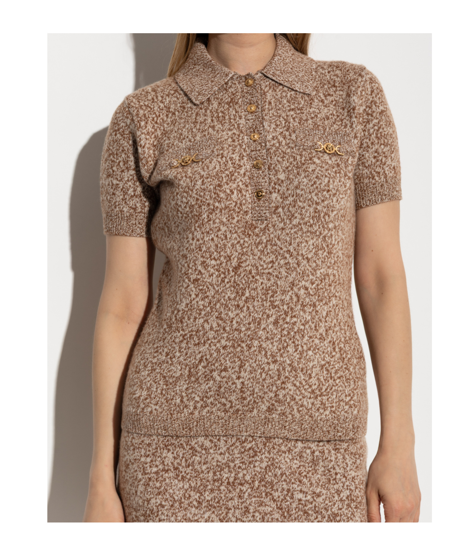 Versace Short-sleeved Sweater In Brown