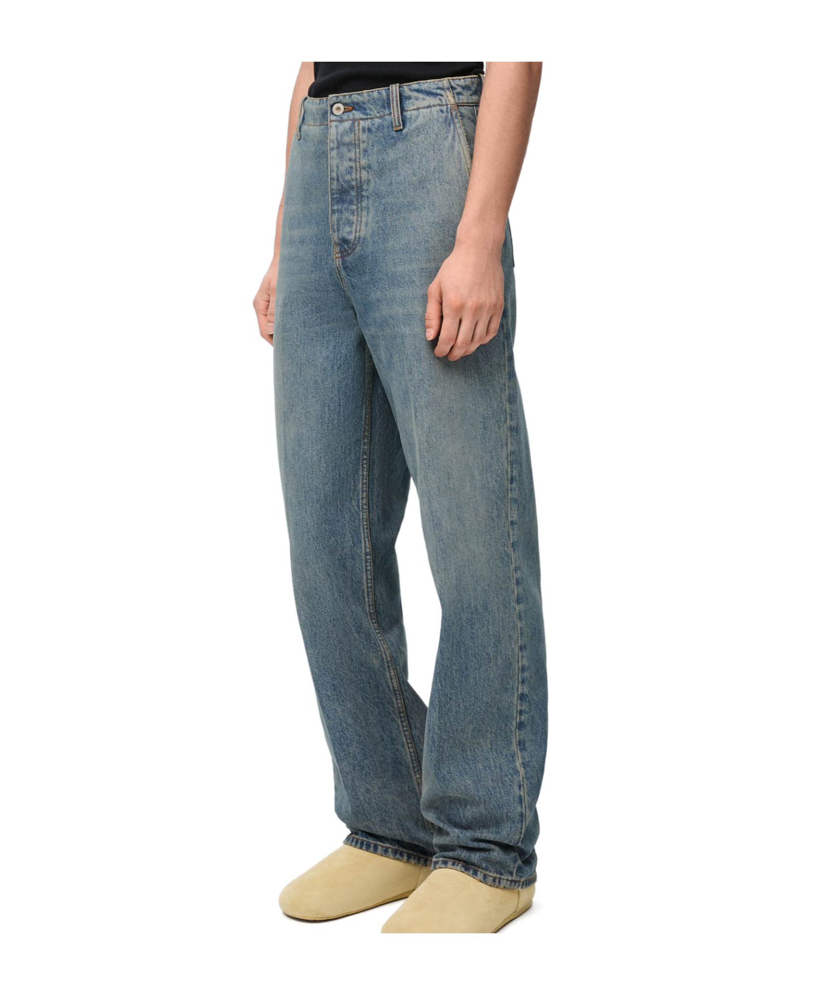 Loewe Logo-patch Straight Jeans In Gray