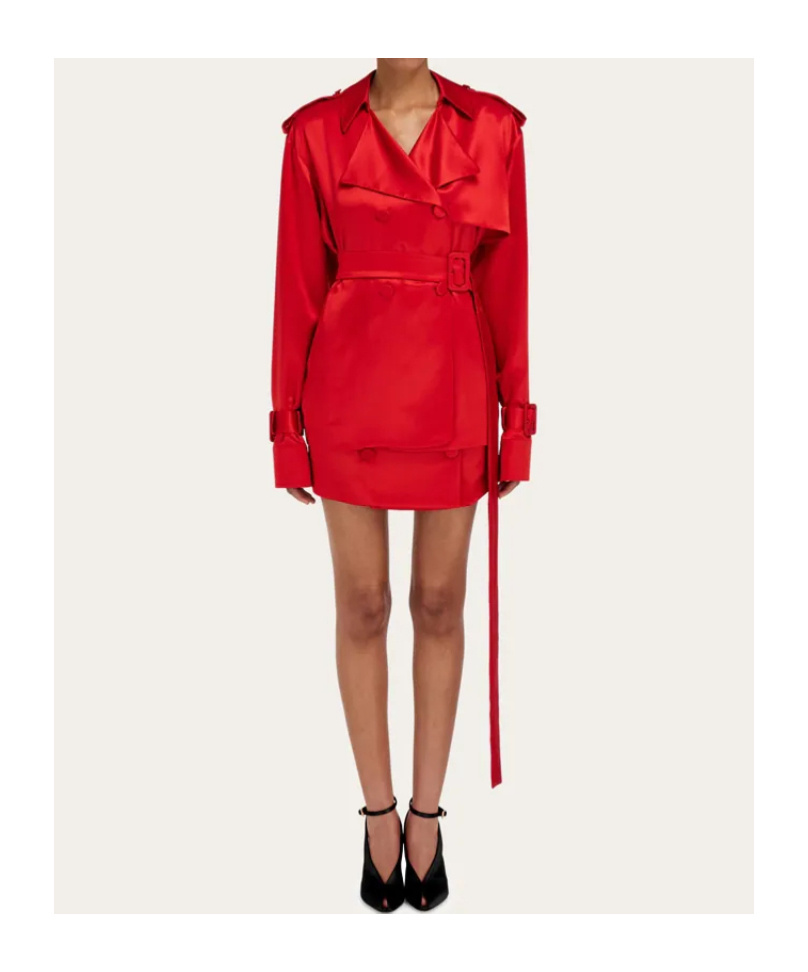 Ferragamo Long-sleeved Short Windbreaker In Red
