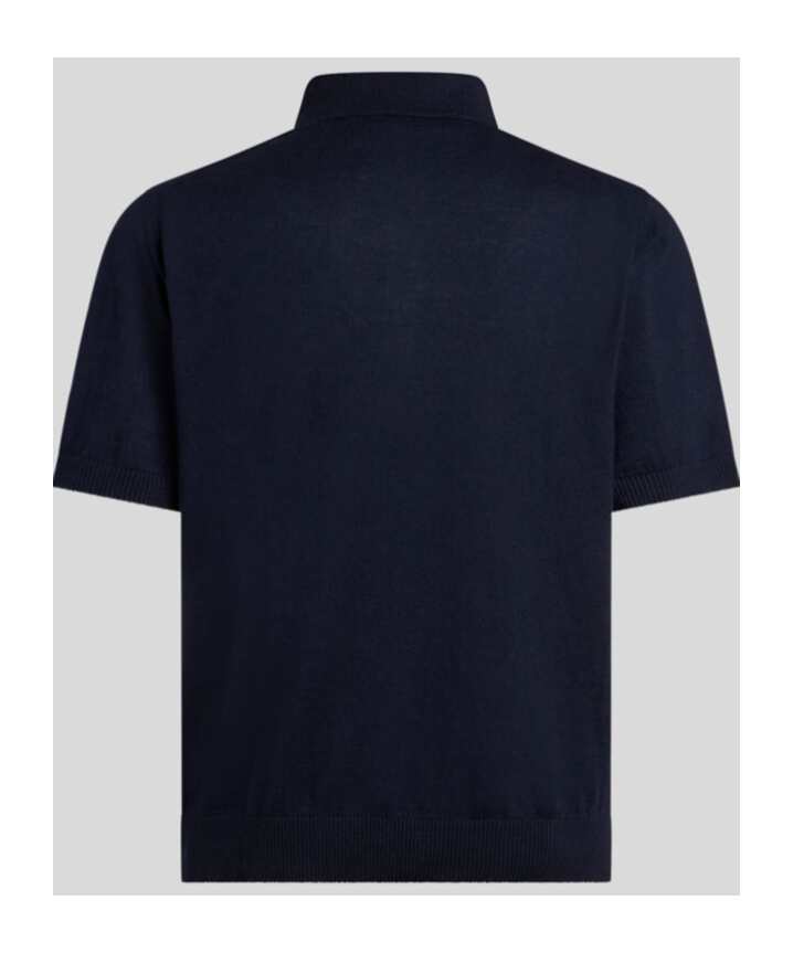 Etro Knit Polo Shirt With Embroidered Pegaso In Black