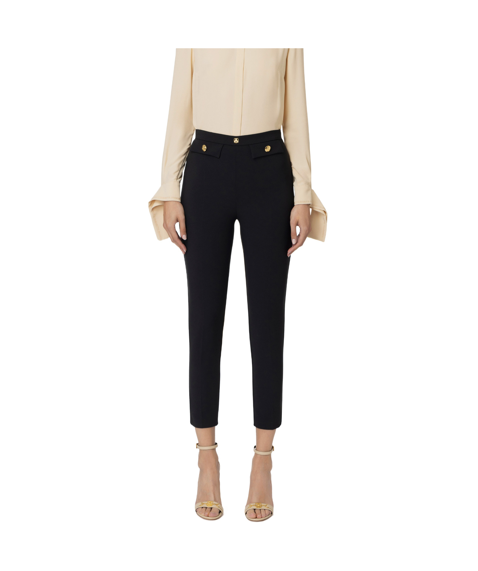 Elisabetta Franchi Crepe Tapered Trousers In Black