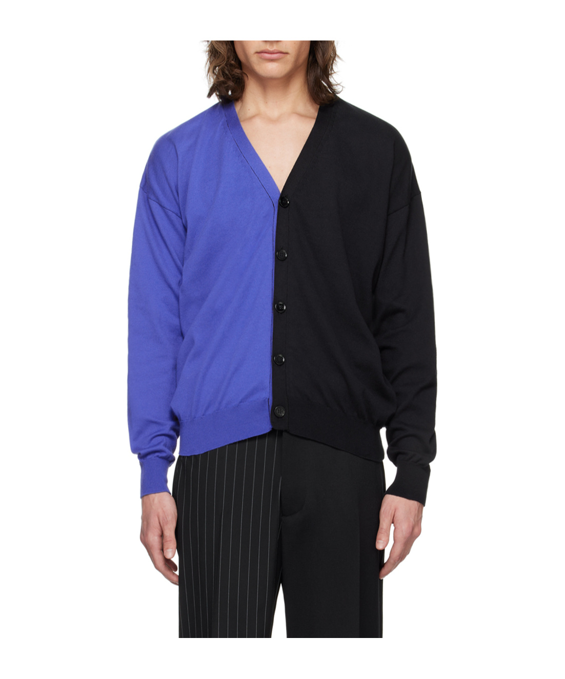 Mm6 Maison Margiela Stitched Knitted Long-sleeved Cardigan In Black