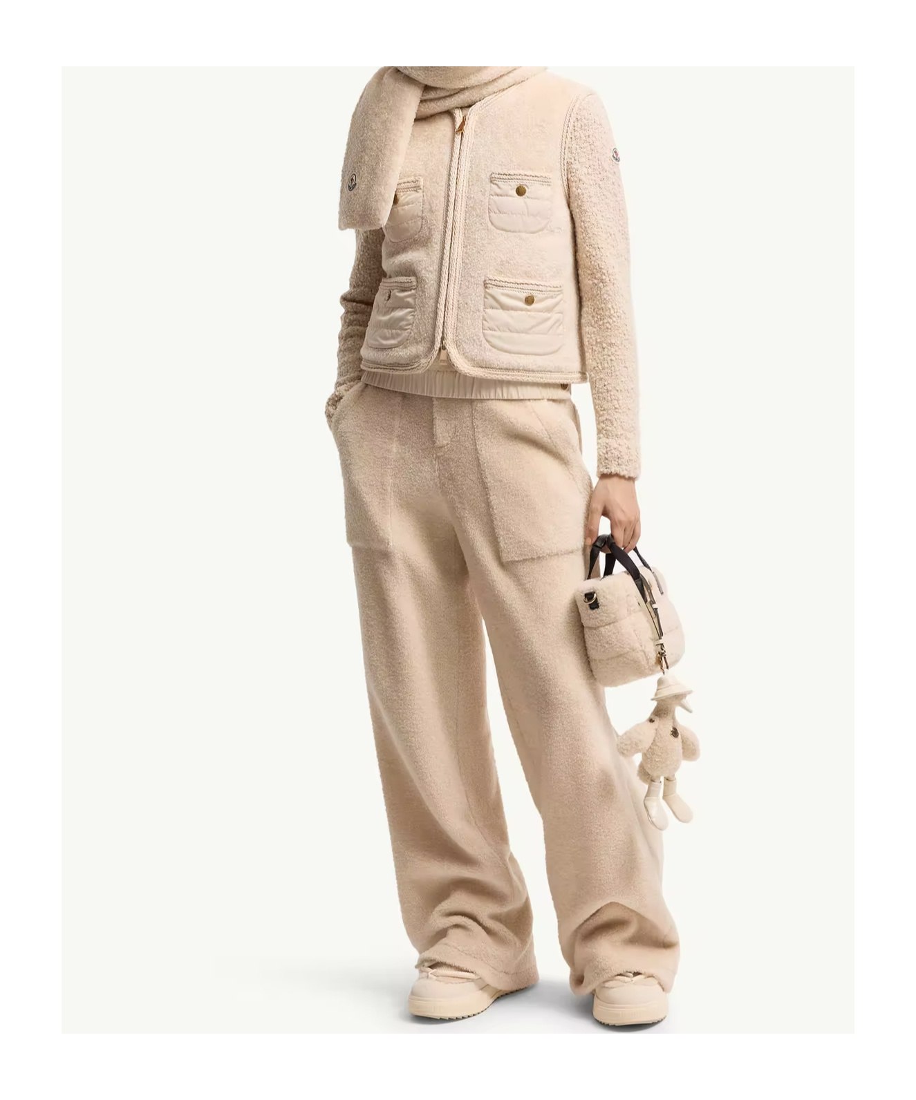Moncler Mimosas Braided Trim Teddy Down Vest In Neutral