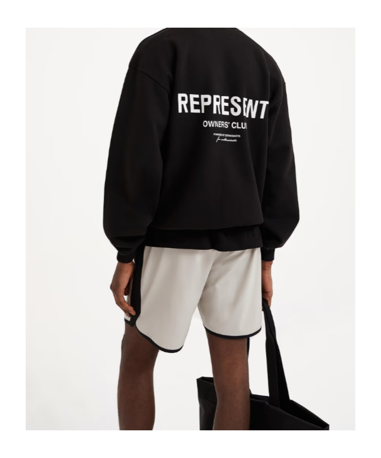 Represent Cotton Crew-neck Sweatshirt With Back Print In Black