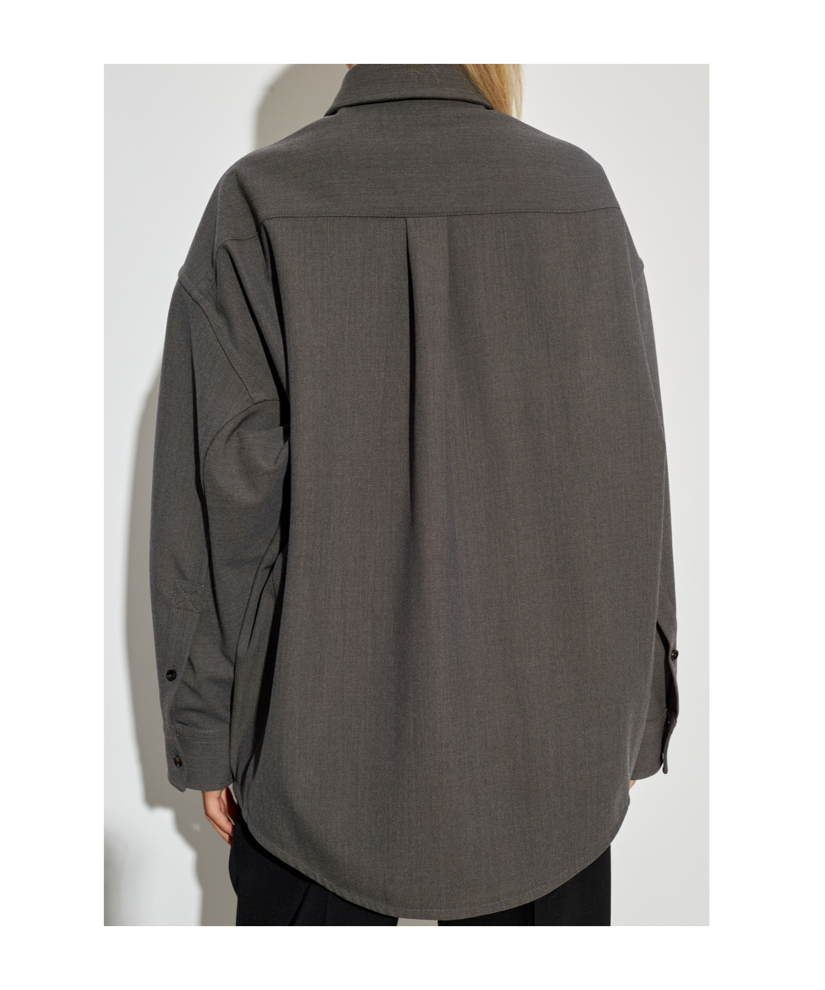 Bottega Veneta Wool-blend Buttoned Shirt In Black