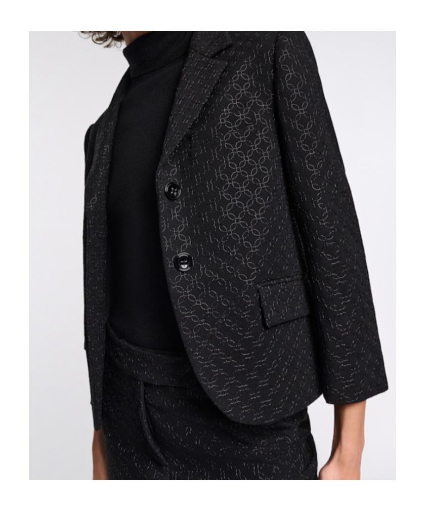Dorothee Schumacher Embroidered Mini Blazer In Punto Milano In Black