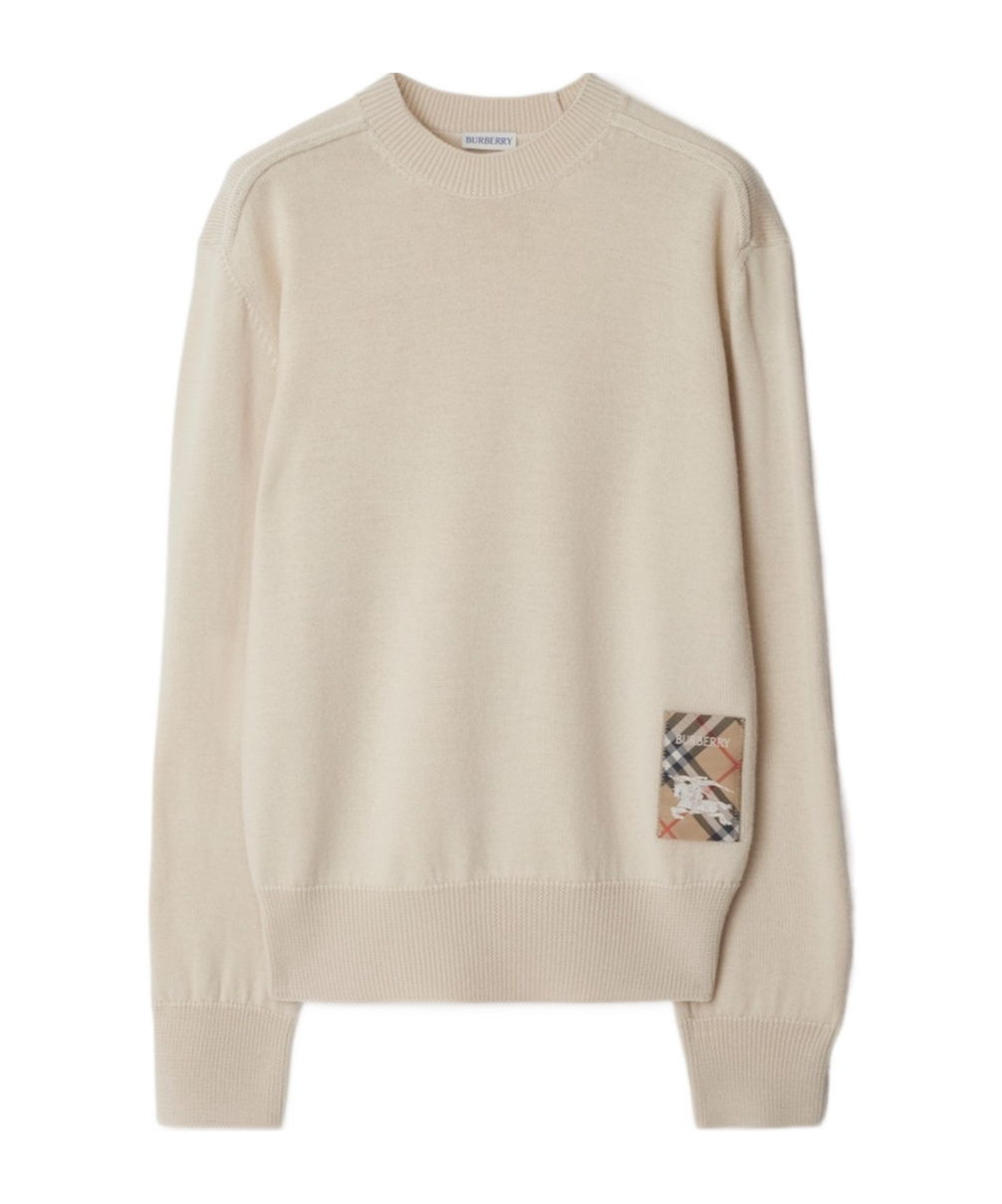 Burberry Checkered Design Wool Jumper For Women In Nude