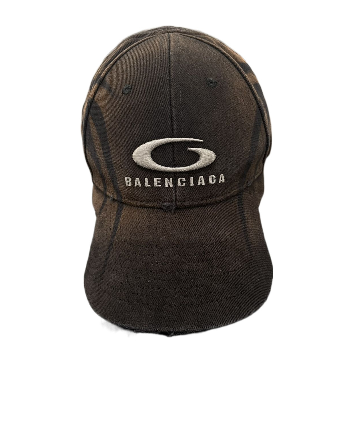 Balenciaga Logo Baseball Cap In Black And Rust