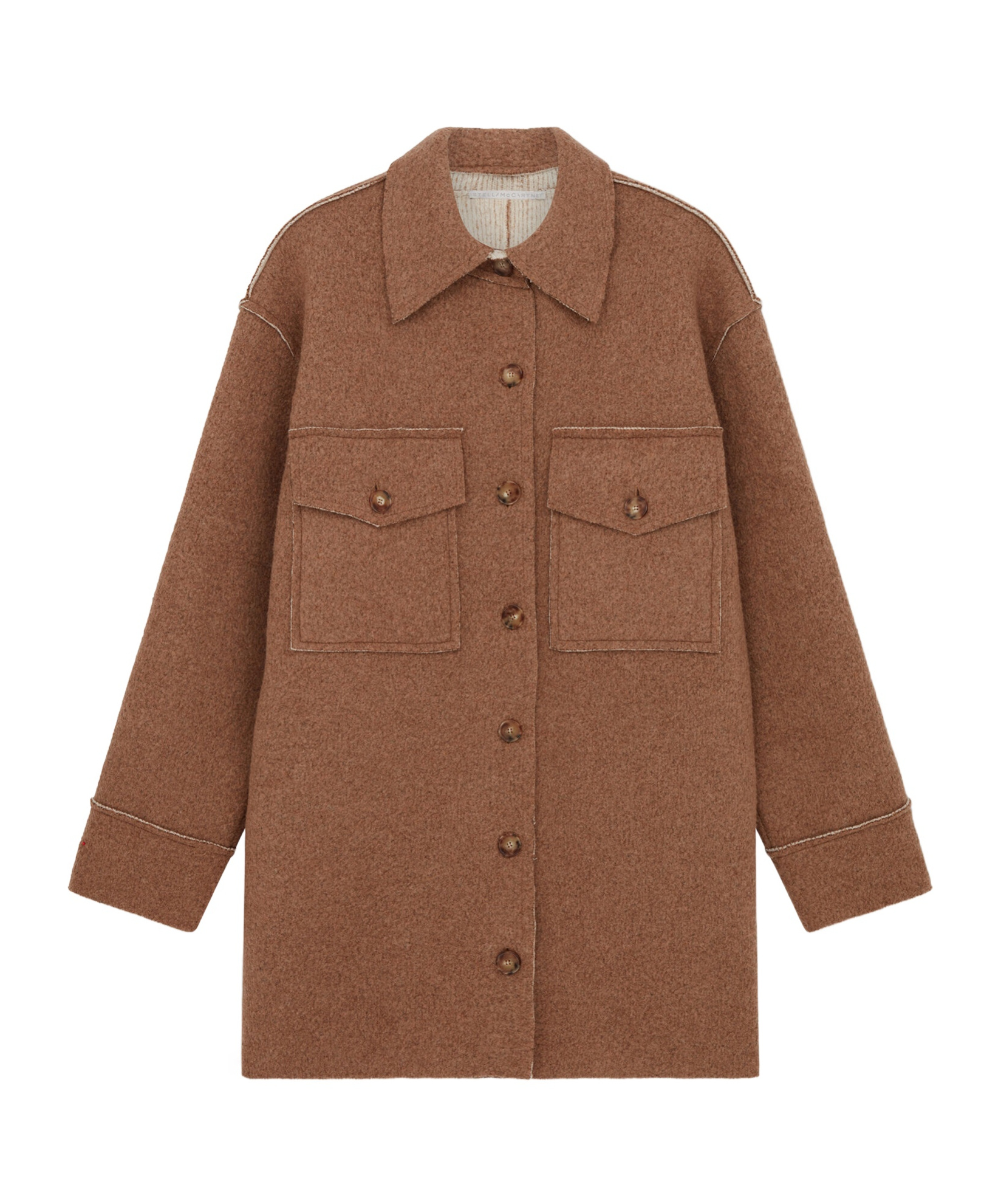 Stella Mccartney Exposed-seam Button-up Cardi-coat In Brown